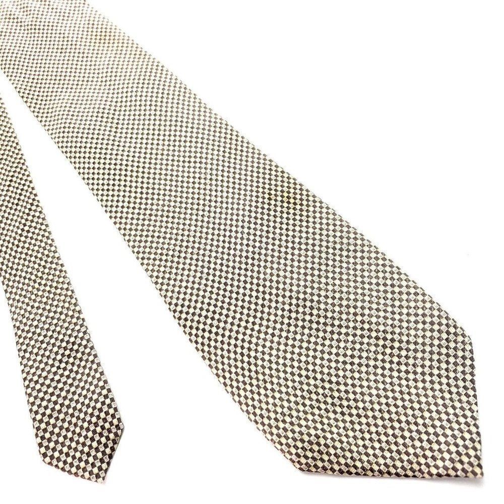 Kenneth Cole Silk Tie Brown Tan Geometric Woven‎